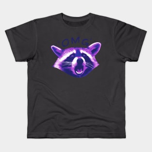 Purple Raccoon Surprised Kids T-Shirt